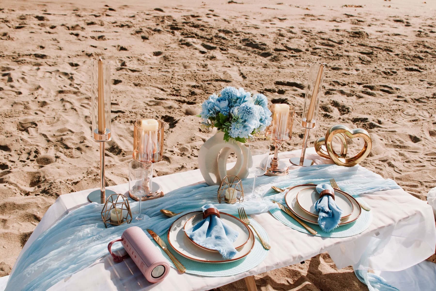 Beach picnic setup